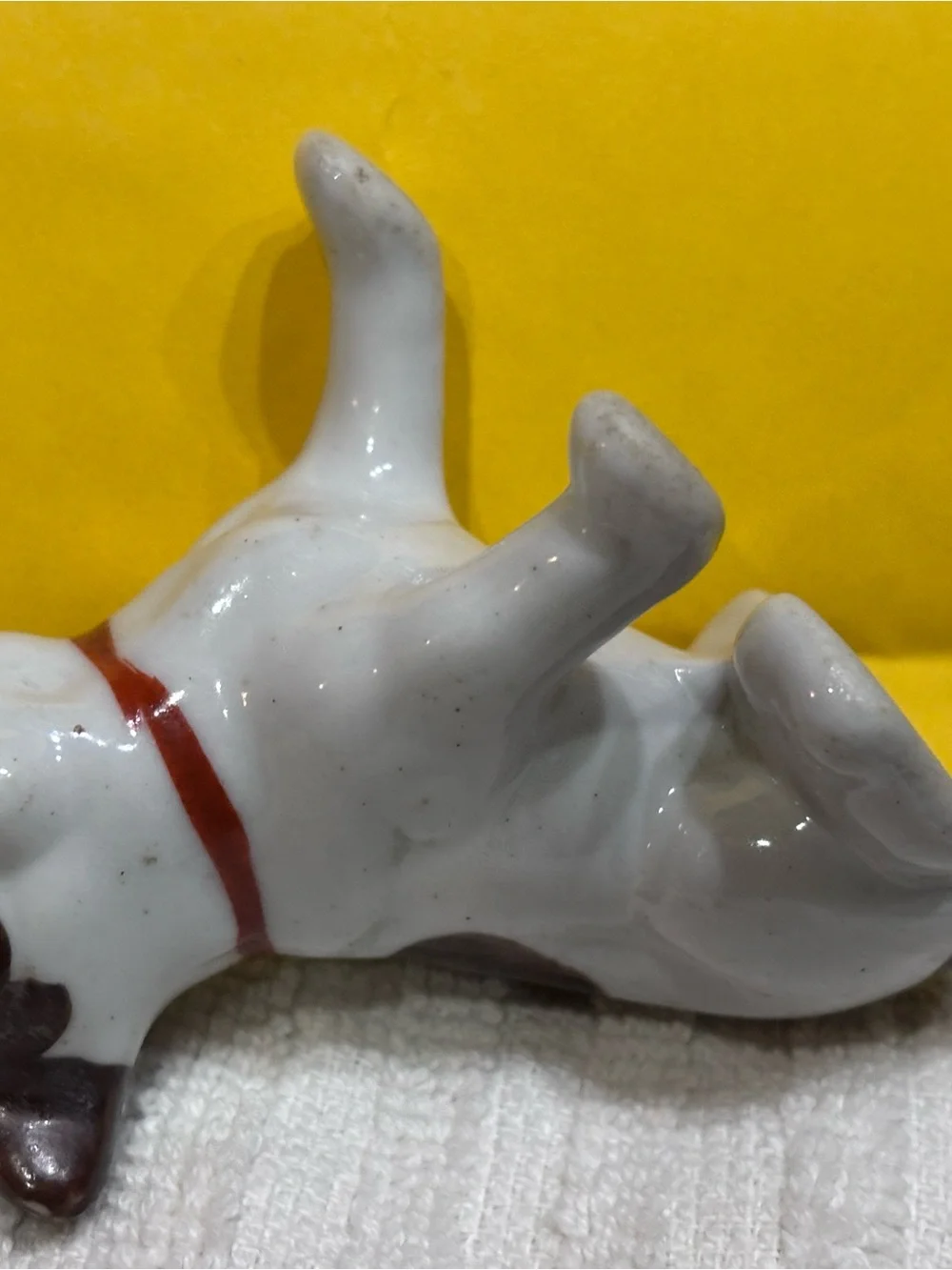 Ceramic Brown & White Dog Figurine Pets Japan Terrier Bulldog